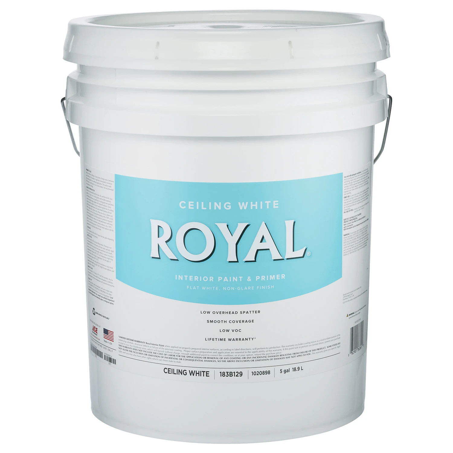 Royal Flat Ceiling White Acrylic Latex Paint Interior 5 Gallon For Walls & Trim