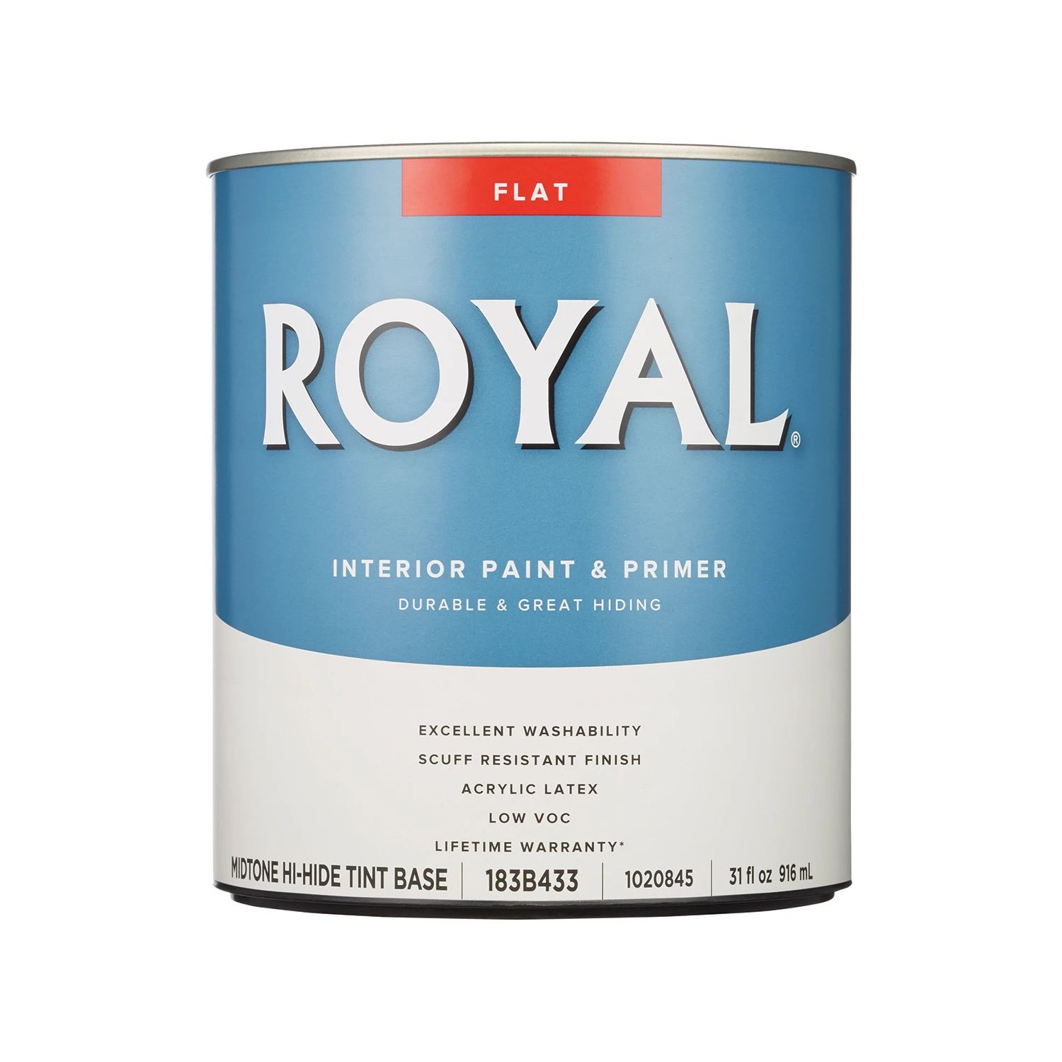 Royal Flat Mid-tone Base Paint And Primer Interior 1 Quart - High-hide Acrylic Latex