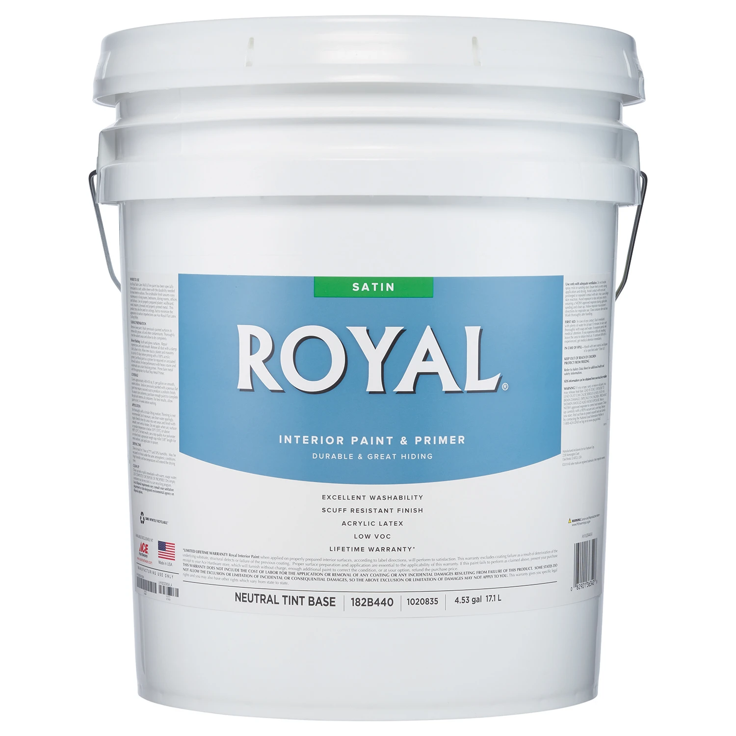 Royal Satin Neutral Base Acrylic Latex Interior Paint And Primer 5 Gallon