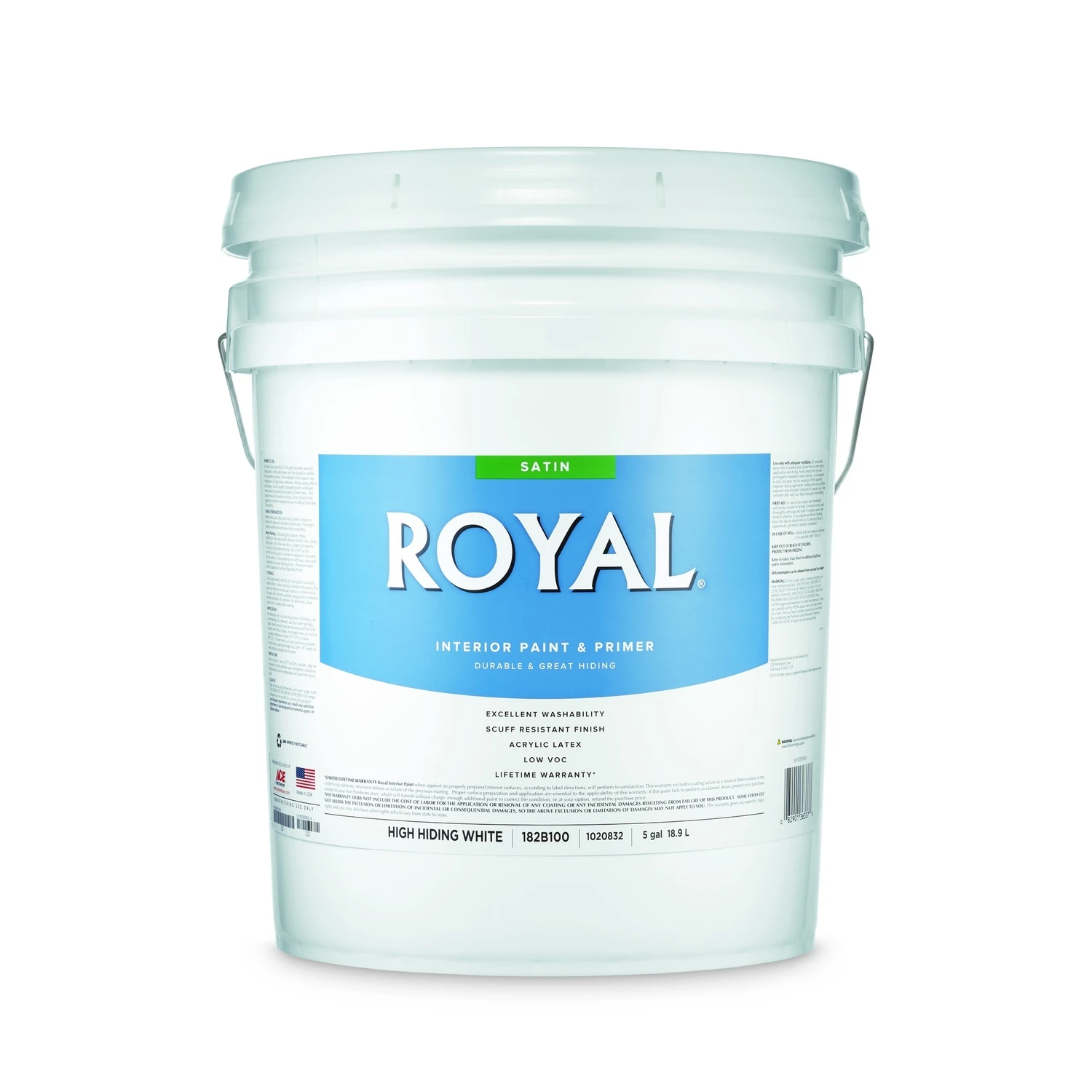 Royal Satin High Hiding White Paint And Primer Interior 5 Gallon