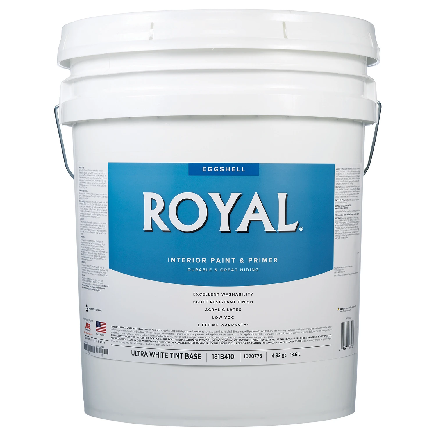 Royal Eggshell Ultra White Acrylic Latex Interior Paint 5 Gallon
