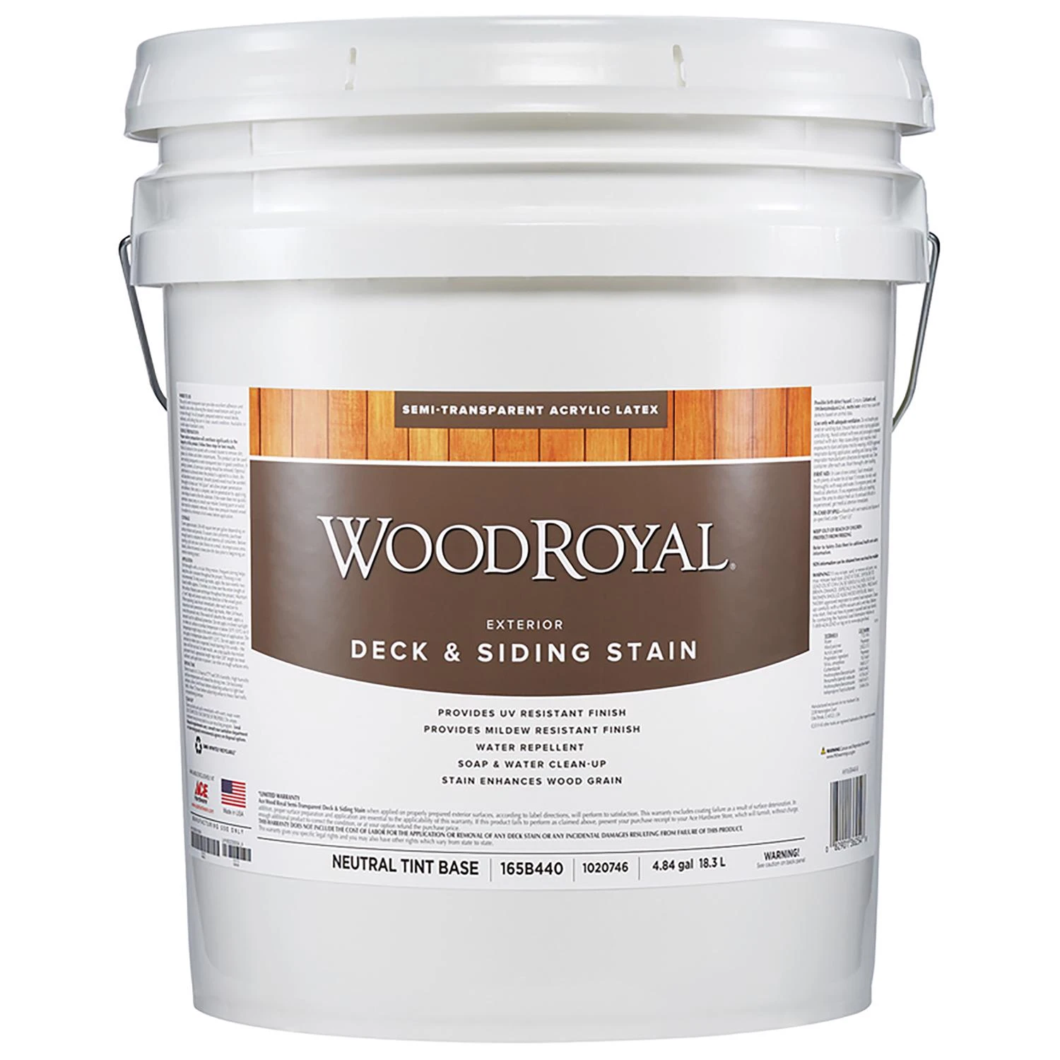 Woodroyal Semi-transparent Tintable Neutral Base Acrylic Latex Deck And Siding Stain 5 Gallon
