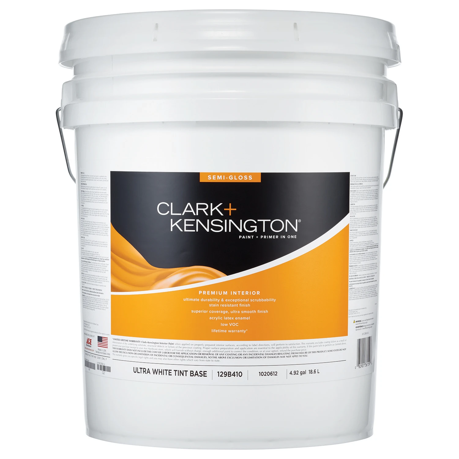 Semi-gloss Ultra White Base Premium Interior Paint 5 Gallon