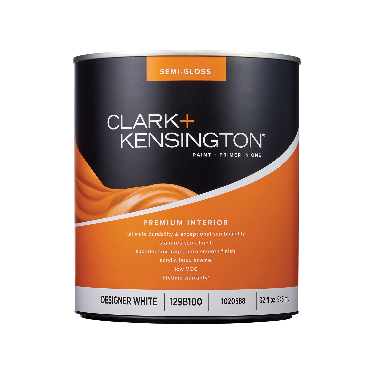 Semi-gloss Designer White Premium Interior Paint And Primer 1 Quart