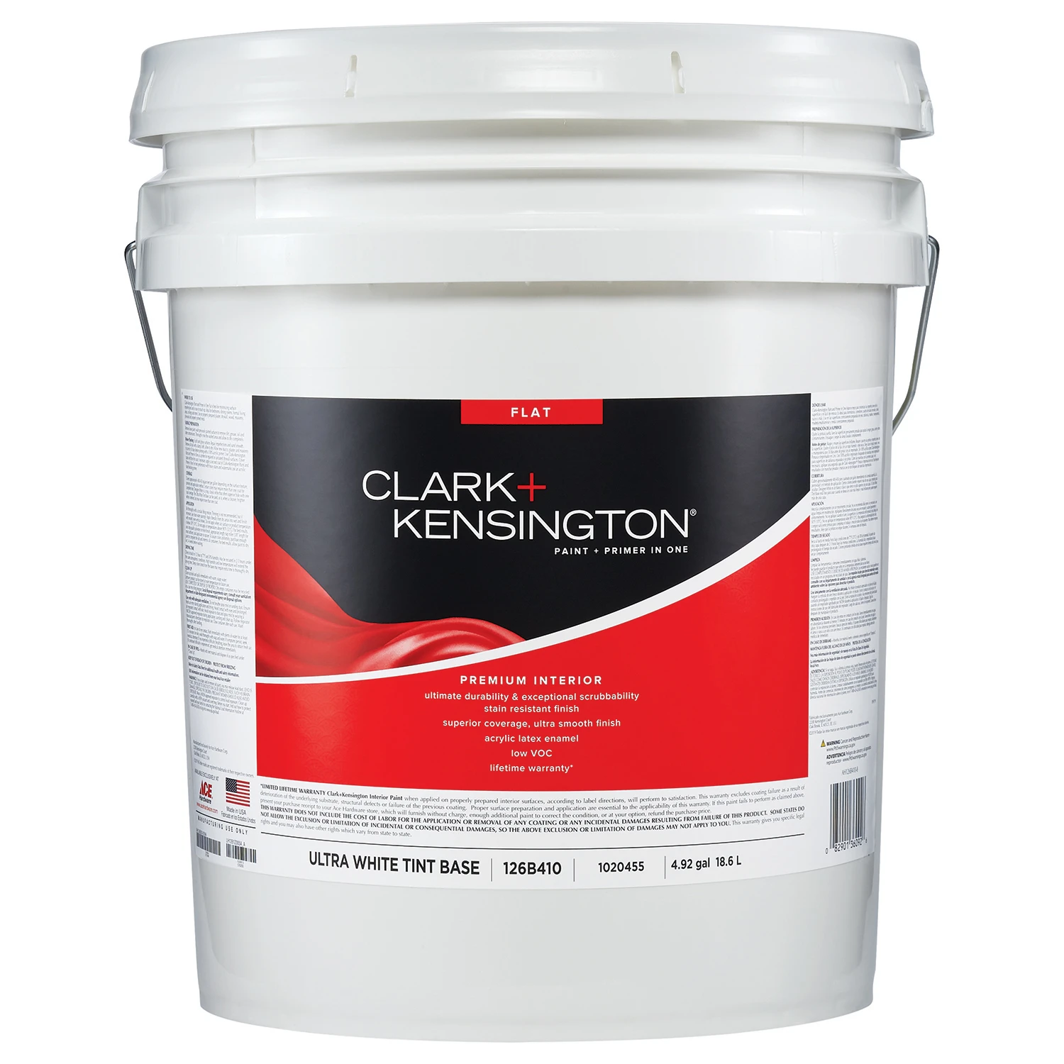 Clark+kensington Flat Ultra White Base Premium Interior Paint And Primer 5 Gallon