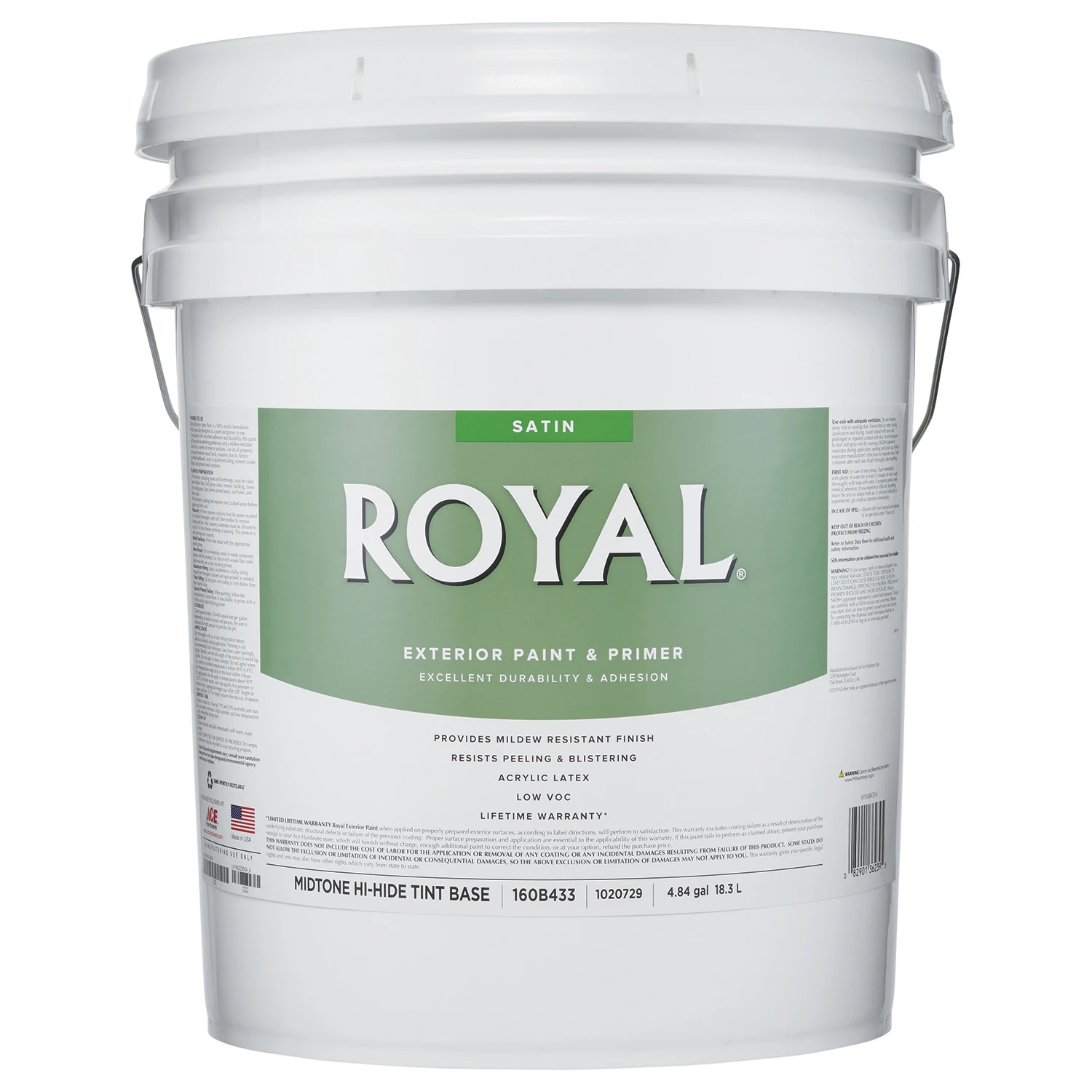 Royal Satin Mid-tone Base Exterior Paint 5 Gallon - High-hiding Acrylic Latex
