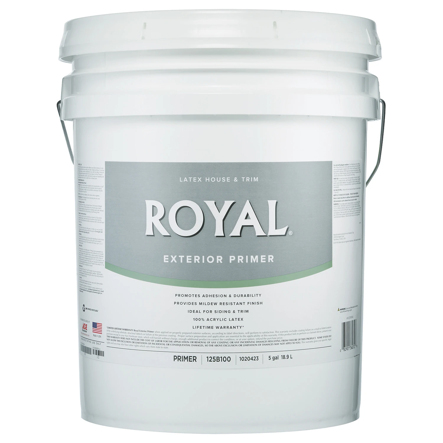 Royal Flat Acrylic Latex Exterior Paint & Primer 5 Gallon - Weather Resistant & Durable