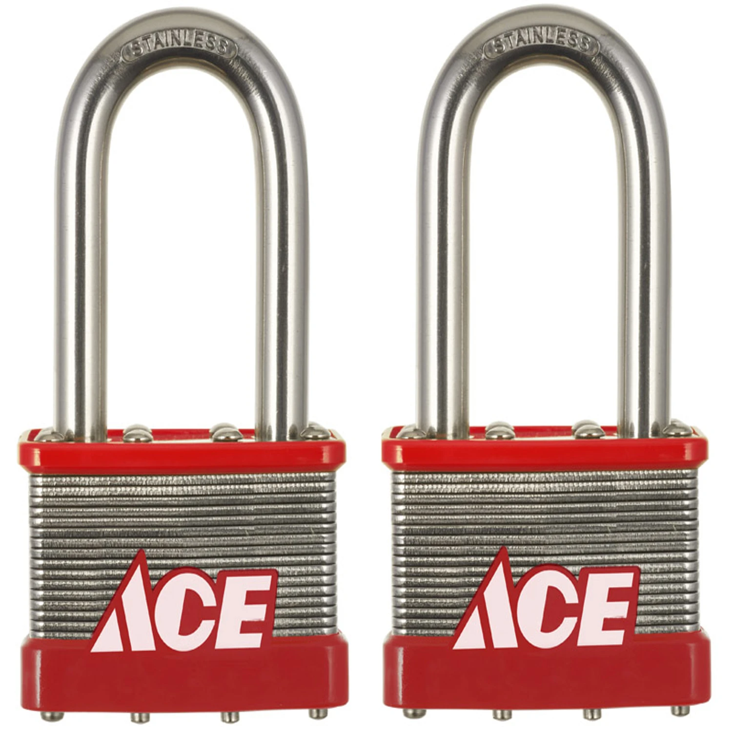 Ace 1.5 in. H x 2 in. W Stainless Steel 4-Pin Cylinder Padlock 2 pk Keyed Alike