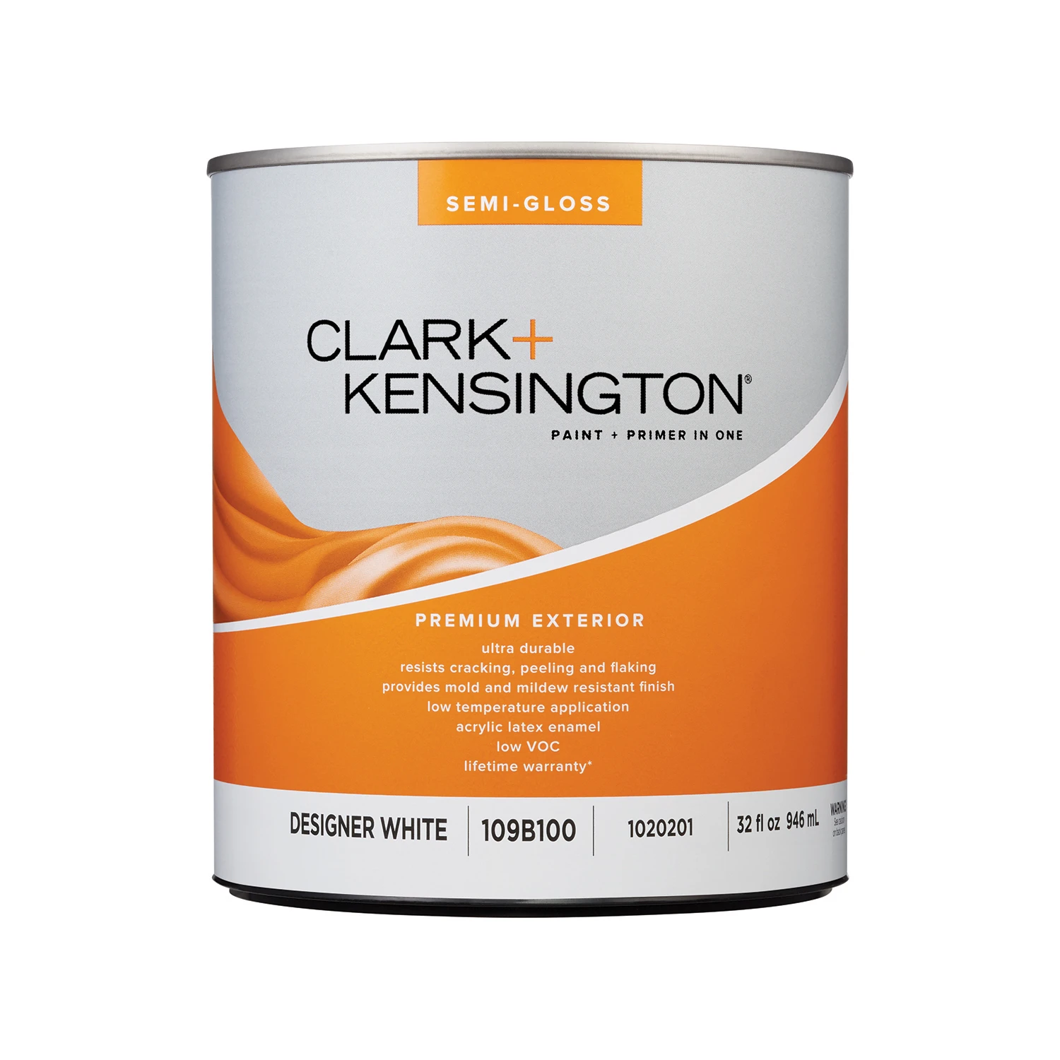 Clark+Kensington Semi-Gloss Designer White House & Trim Paint & Primer Exterior 1 qt