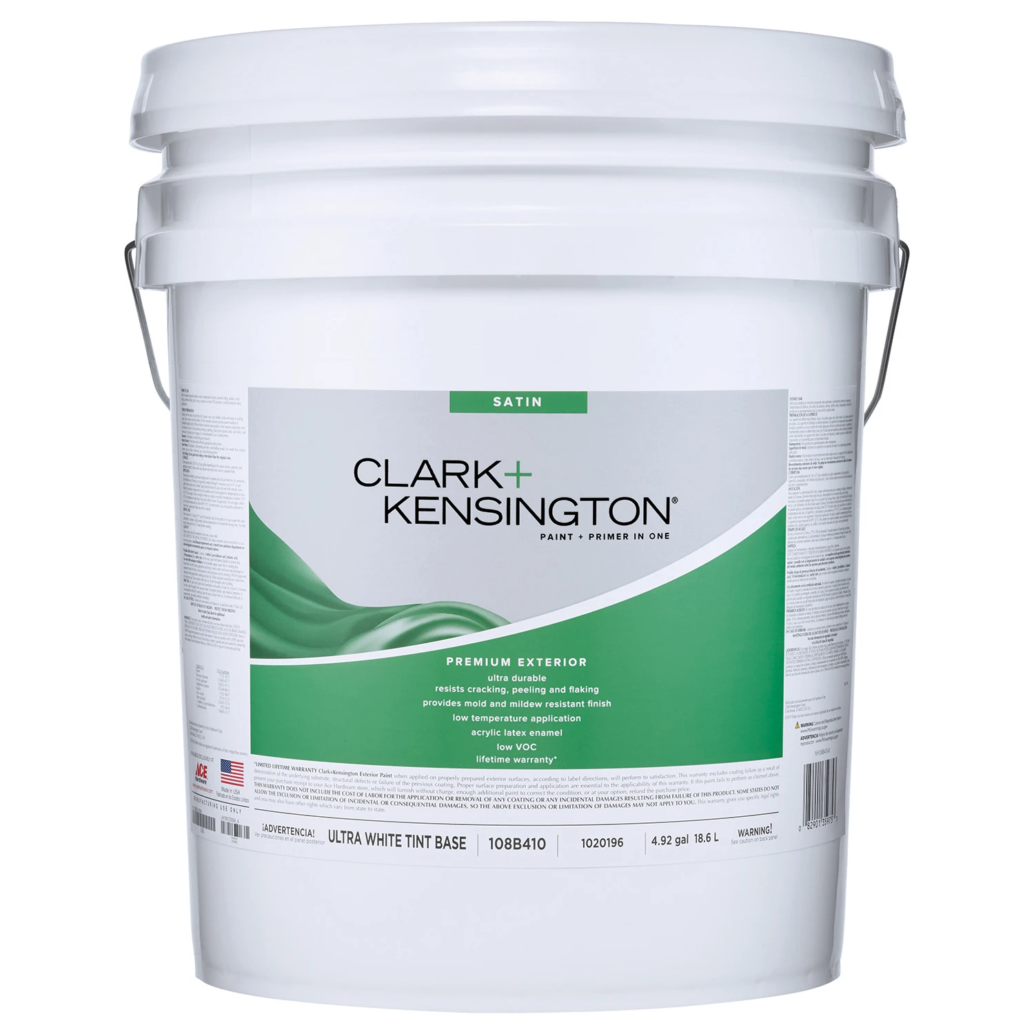 Satin Ultra White Base Premium Exterior Paint + Primer 5 Gallon