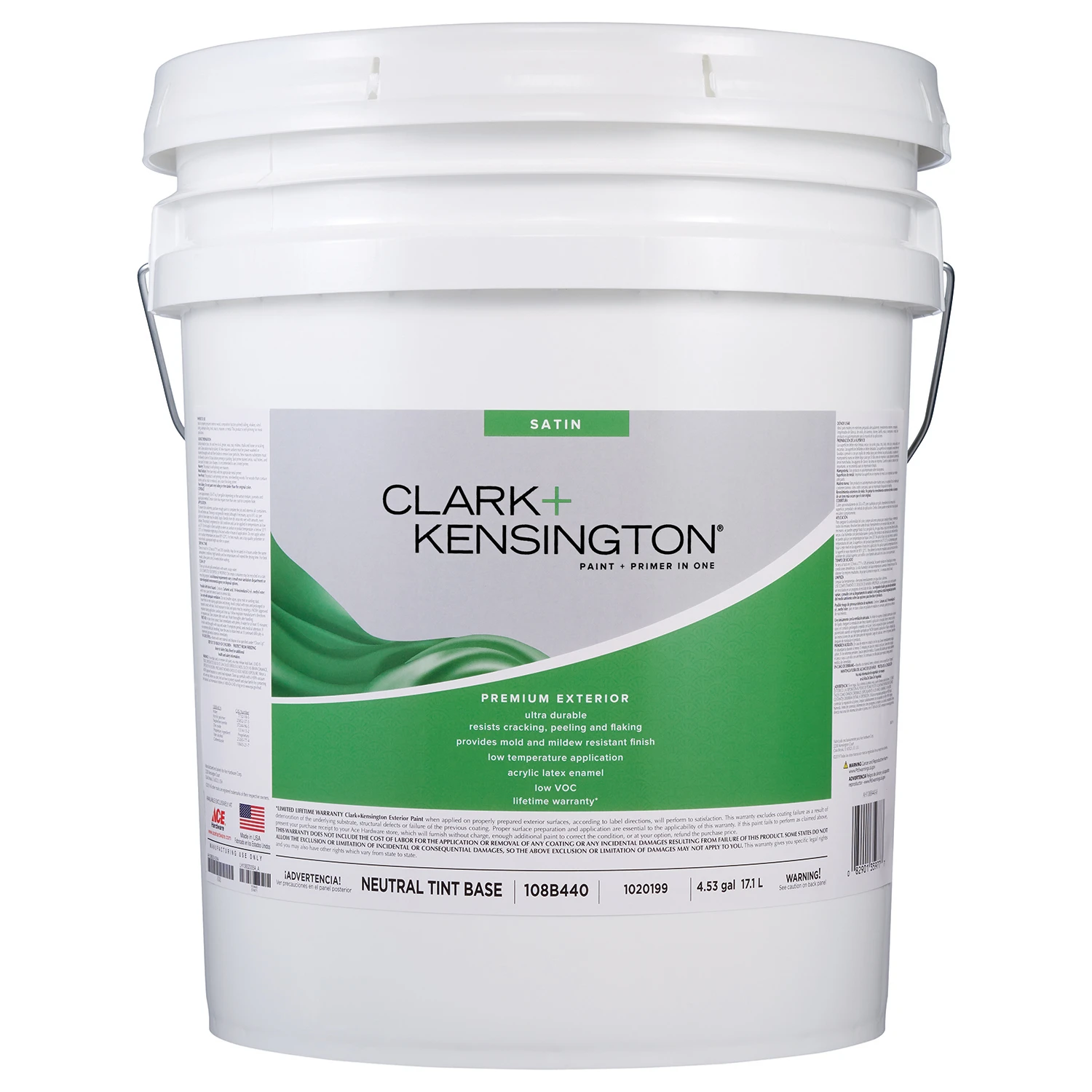Satin Tint Base Premium Exterior Paint + Primer 5 Gallon