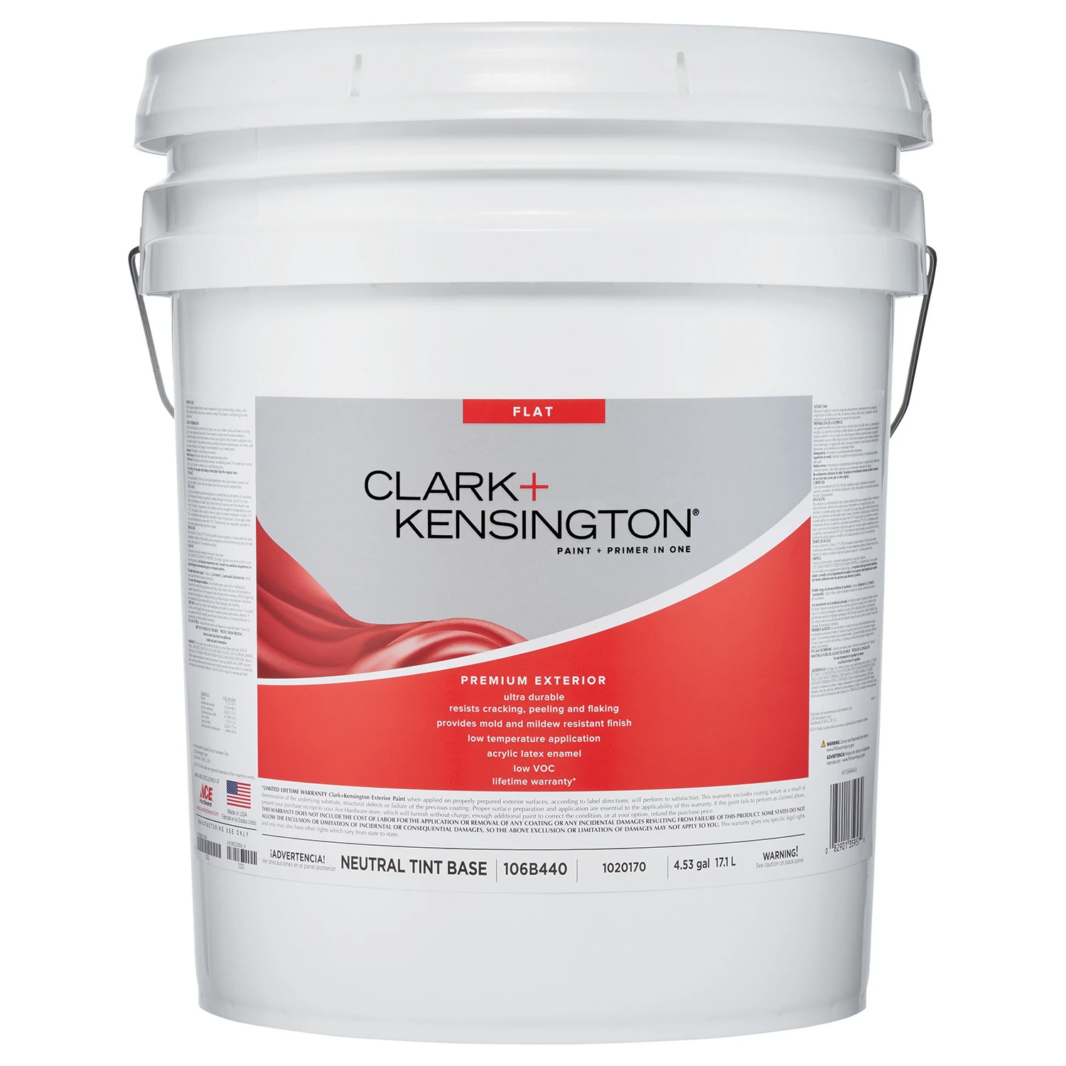 Flat Tint Base Premium Exterior Paint + Primer 5 Gallon