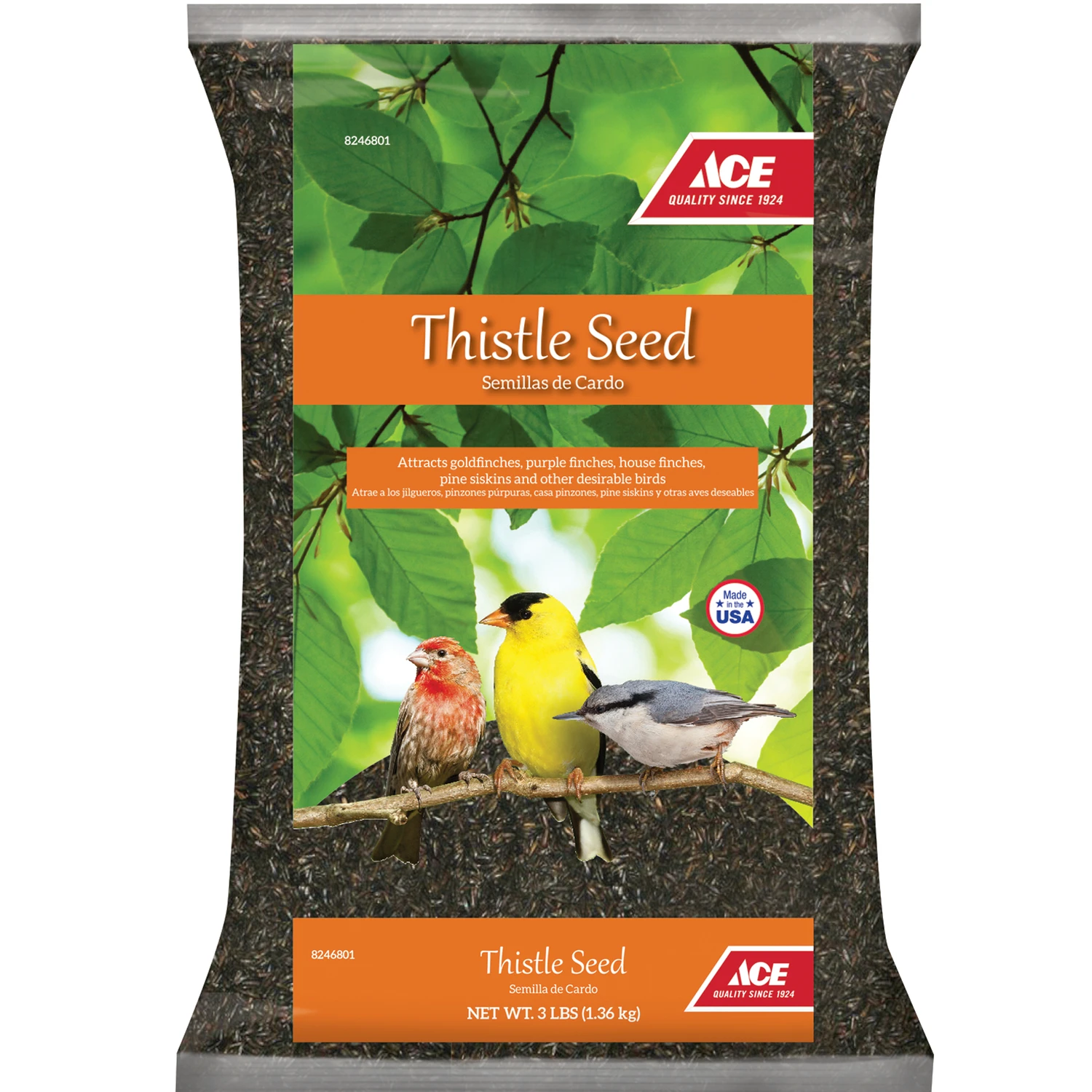 Songbird Nyger Thistle Seed Wild Bird Food 3 Lb - High Oil Content For Finches