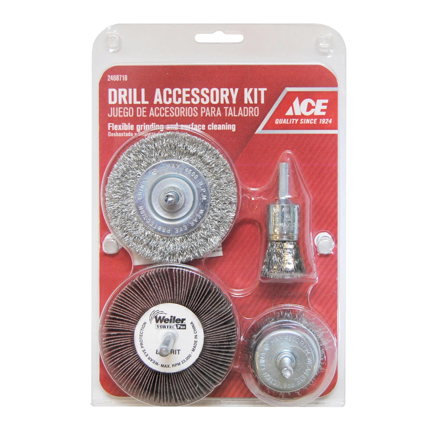 Assorted Wire Wheel Brush Set Steel 4500 Rpm 4 Pieces