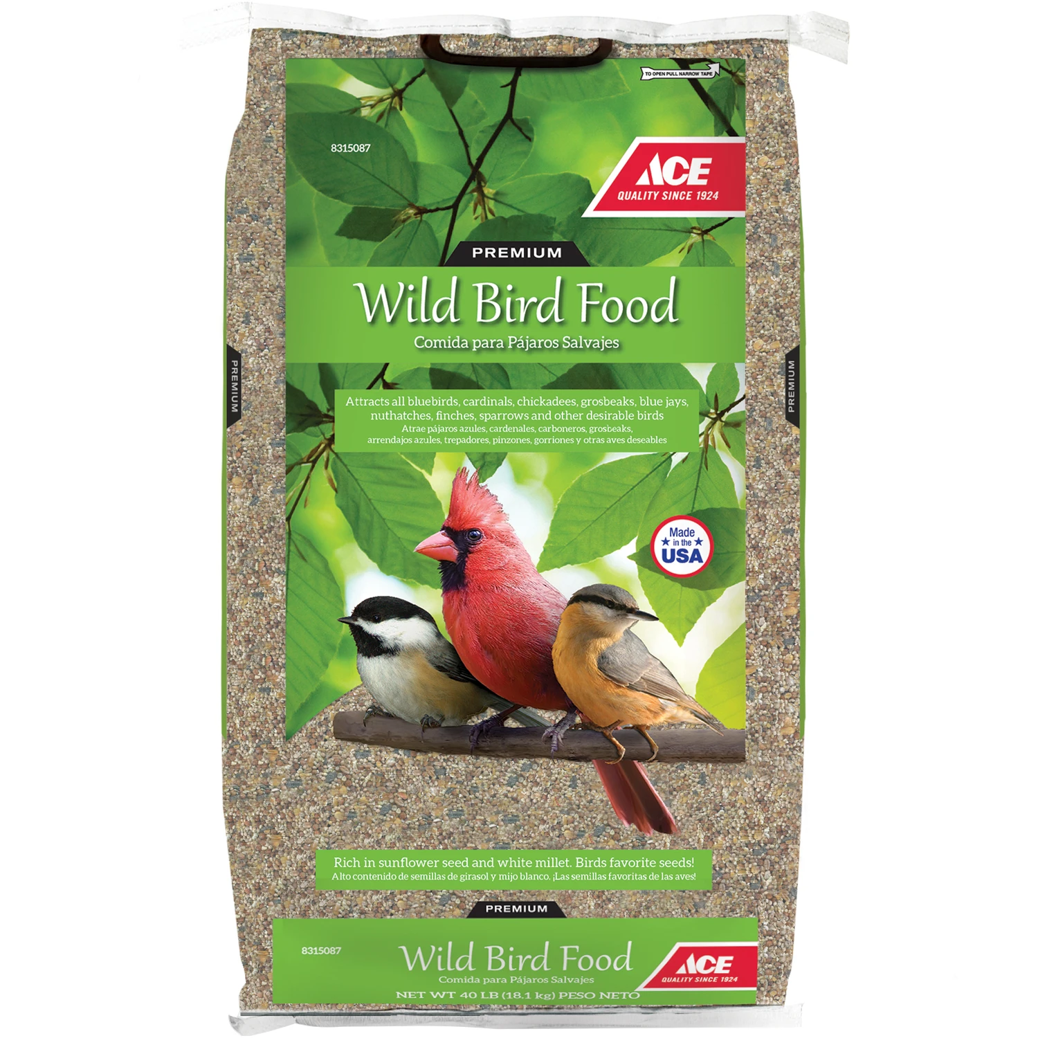 Premium Wild Bird Food 40 Lb - Assorted Species With Sunflower Seed And Millet