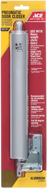 Aluminum Pneumatic Screen/storm Door Closer For Medium To Heavy Weight Doors