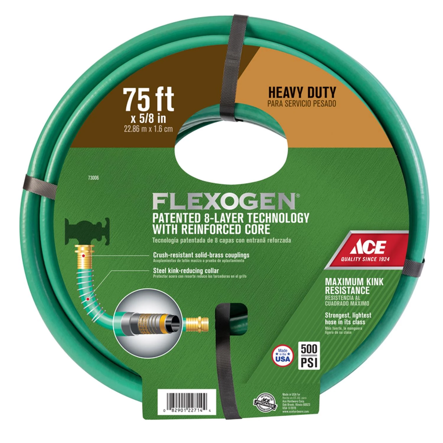 Flexogen 5/8 In. Diameter X 75 Ft. Length Heavy Duty Premium Grade Garden Hose