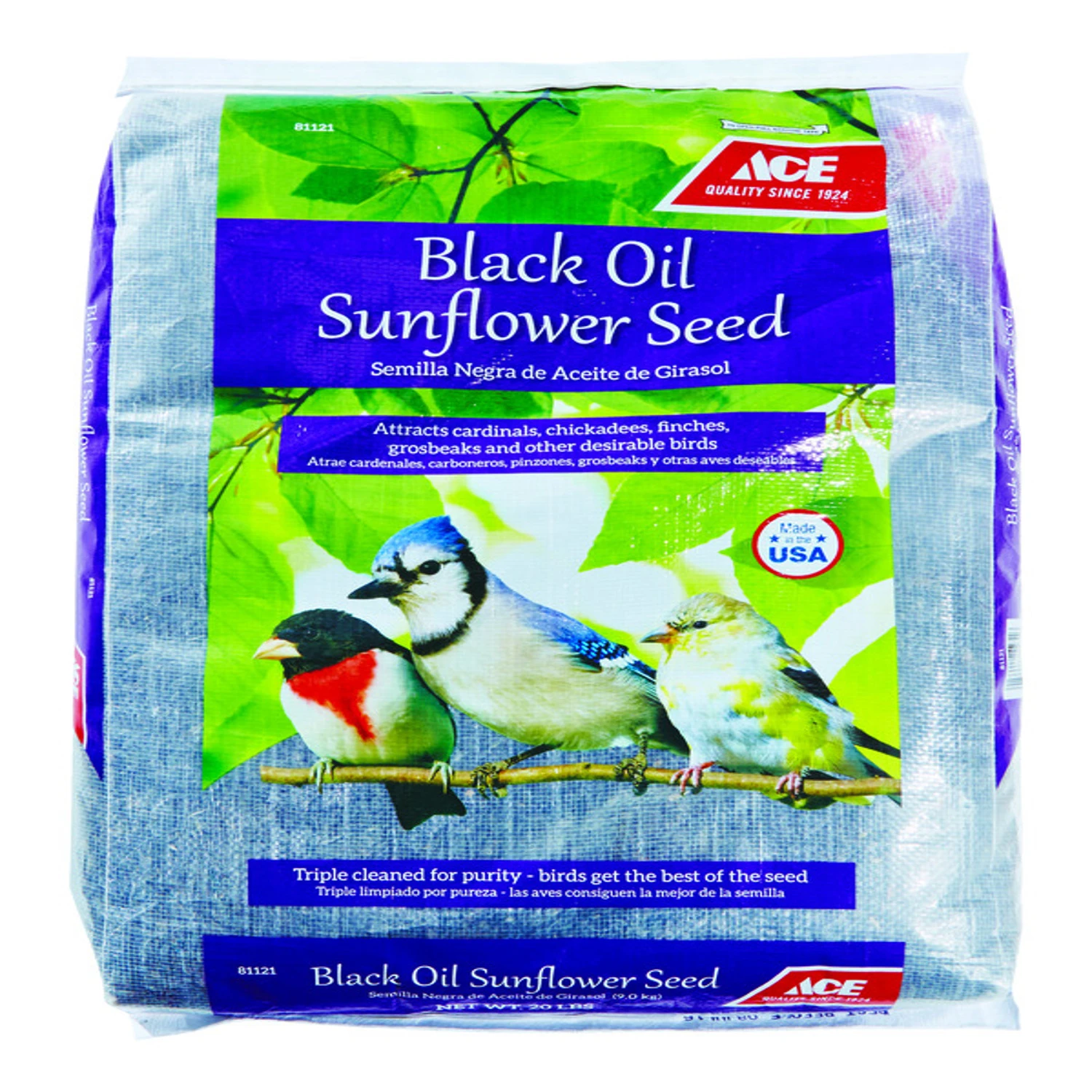 Black Oil Sunflower Seed Wild Bird Food 20 Lb - Attracts Diverse Bird Species
