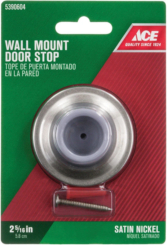 2-1/4 In. W Metal Satin Nickel Gold Wall Door Stop - Durable Wall Mount