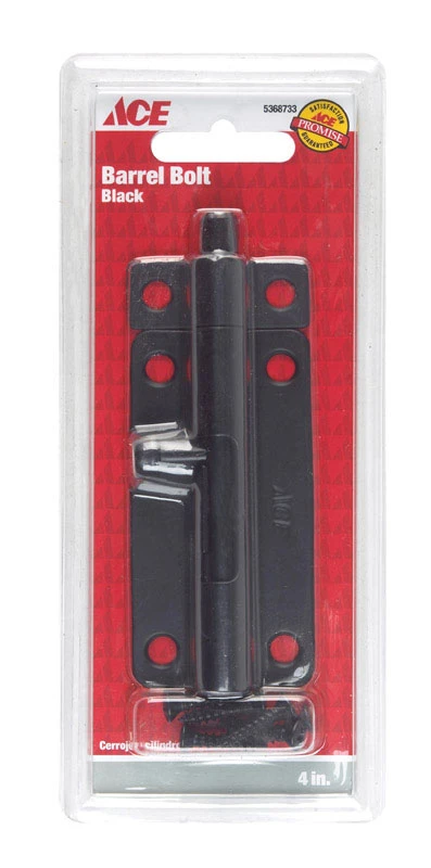 Ace 4 in. L Black Steel Barrel Bolt