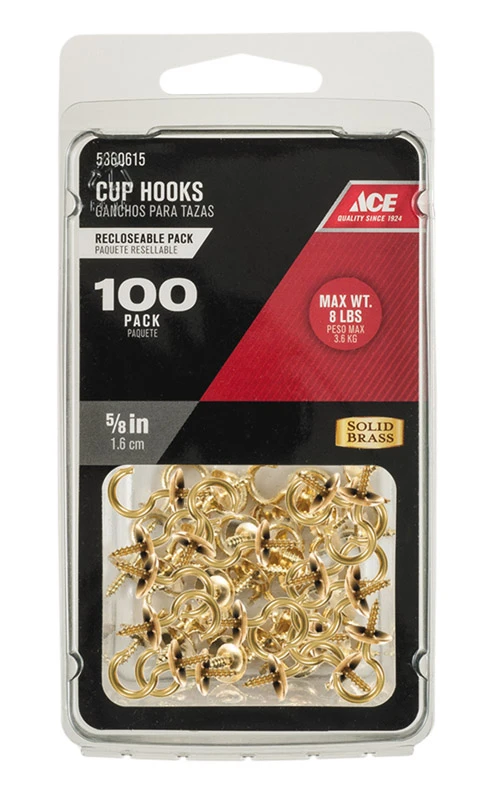 CUP HOOK BRS 5/8" PK100