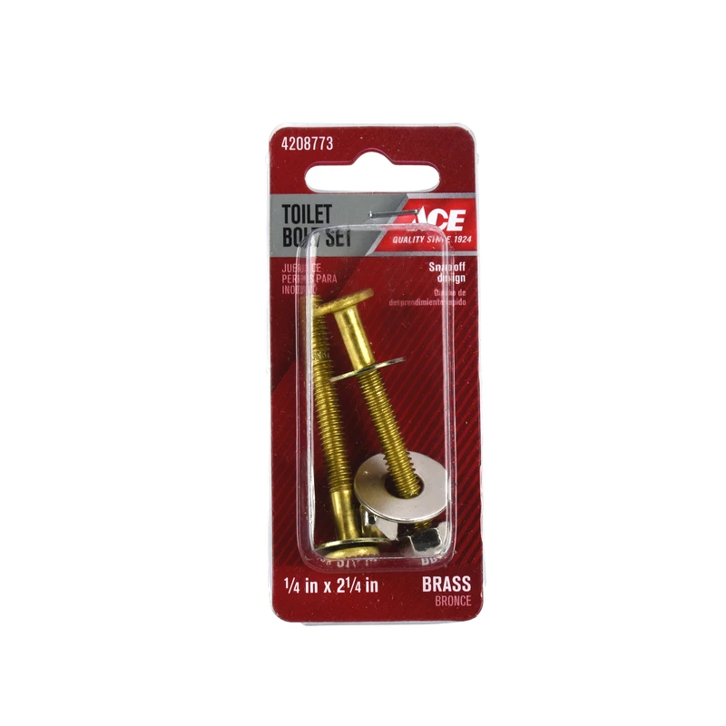 Toilet Bolt Set Brass 1/4" Wide 2-1/4" Length Snap Off Design