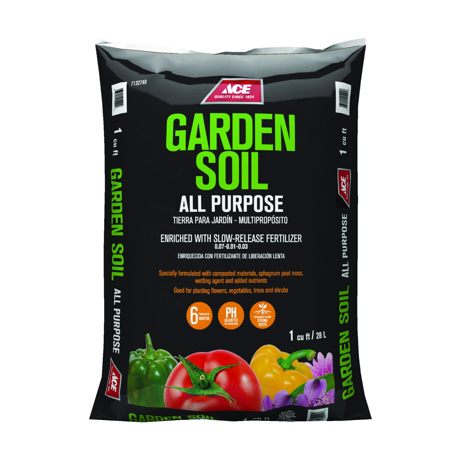 All Purpose Garden Soil 1 Cu Ft - Ideal For Flowers, Vegetables, Trees & Shrubs