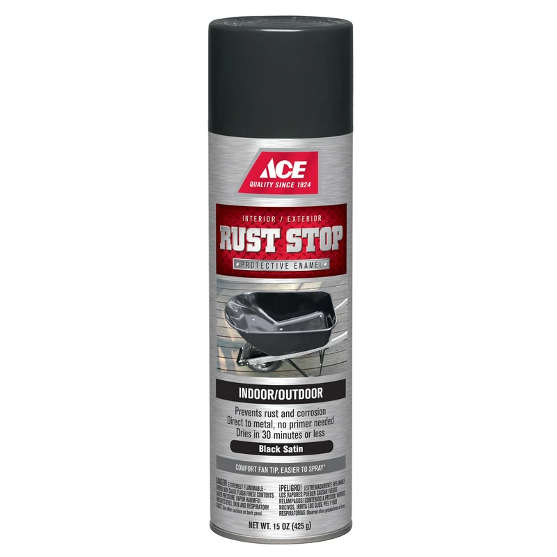 Rust Stop Satin Black Protective Enamel Spray Paint 15 Oz - Superior Rust Protection