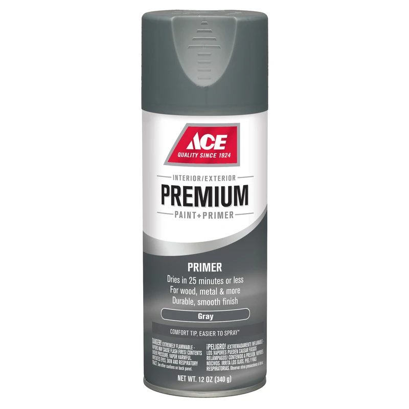 Premium Gray Enamel Spray Primer 12 Oz - Smooth Finish For Wood & Metal
