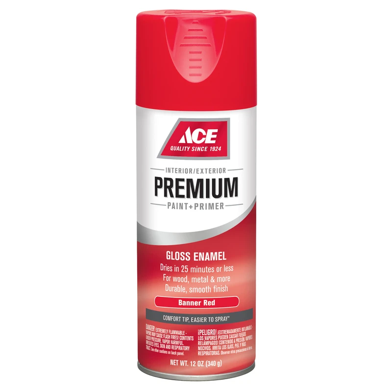 Premium Gloss Banner Red Enamel Spray Paint With Primer 12 Oz