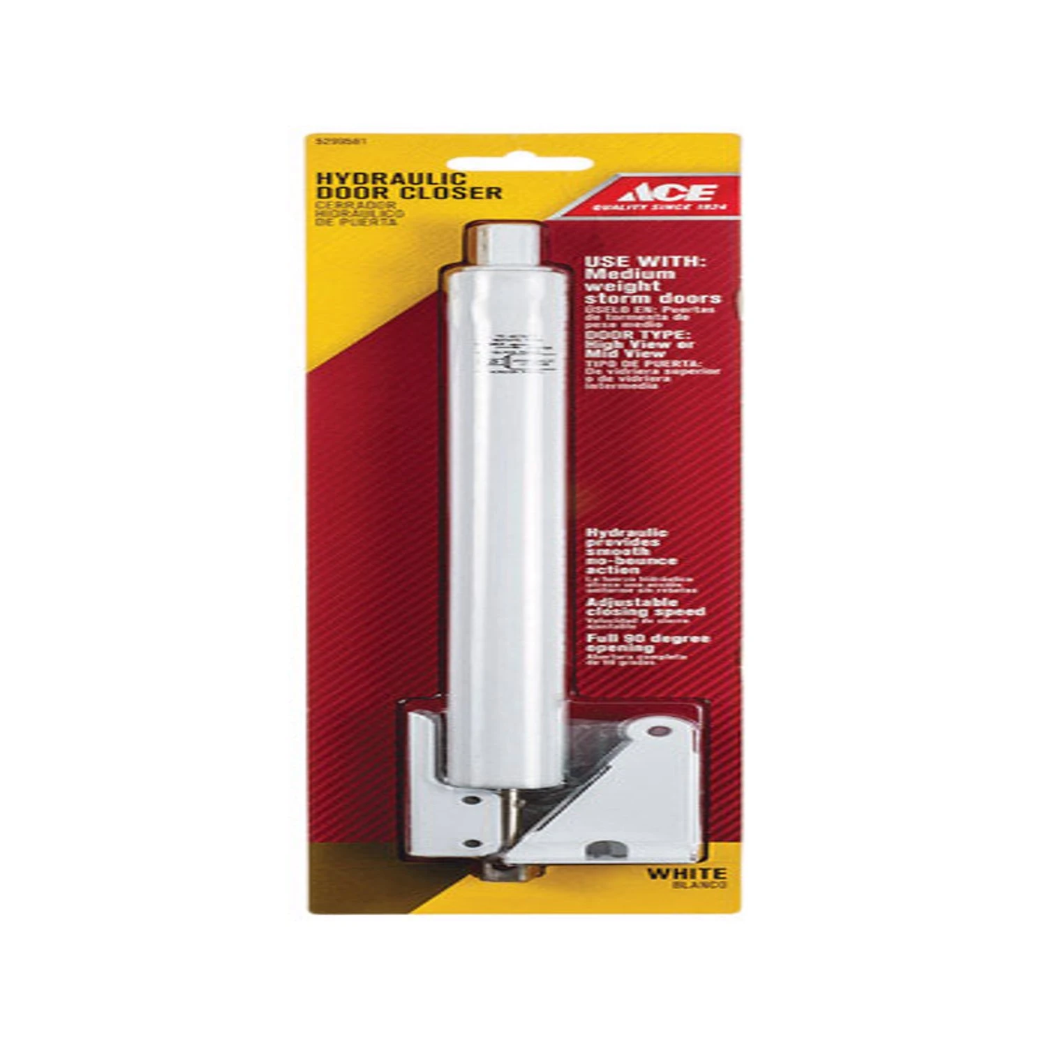 Hydraulic Screen/storm Door Closer - Adjustable Speed, 90 Degree Opening, Aluminum Finish