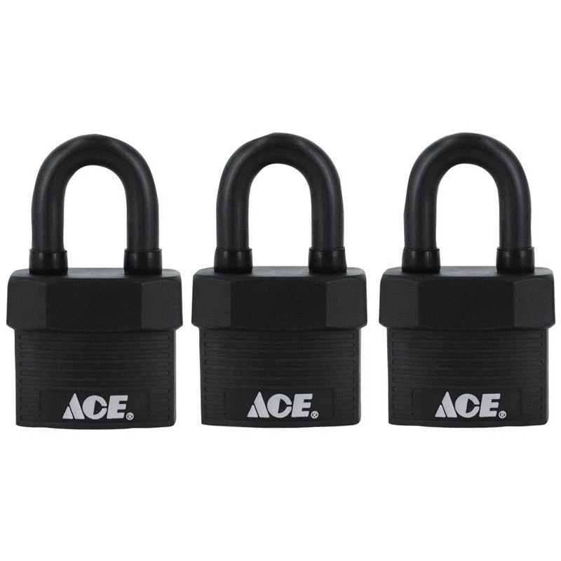 Ace 1-5/8 in. H x 1-3/4 in. W x 1-1/8 in. L Steel Double Locking Padlock 3 pk Keyed Alike