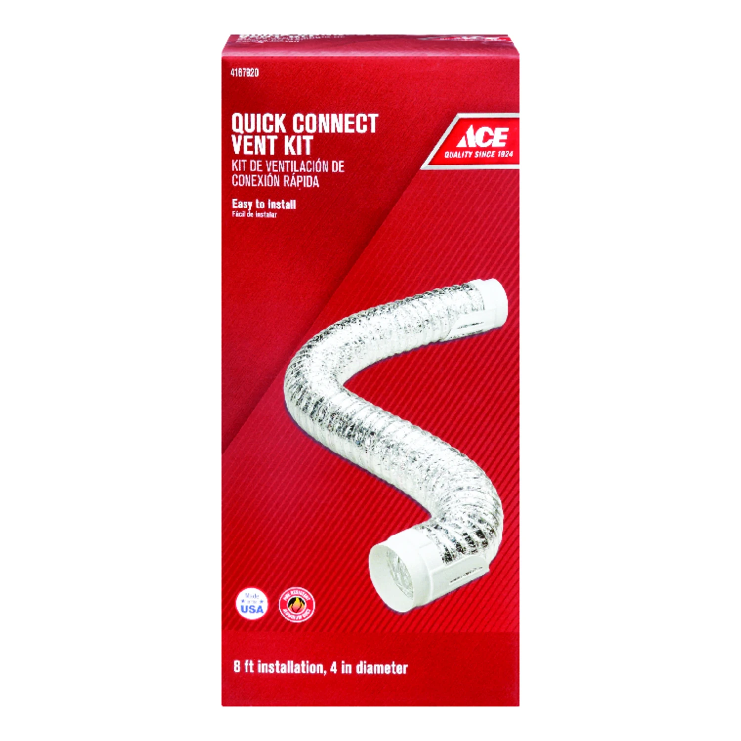 96 In. L X 4 In. D Silver/white Aluminum Dryer Vent Kit With Connectors