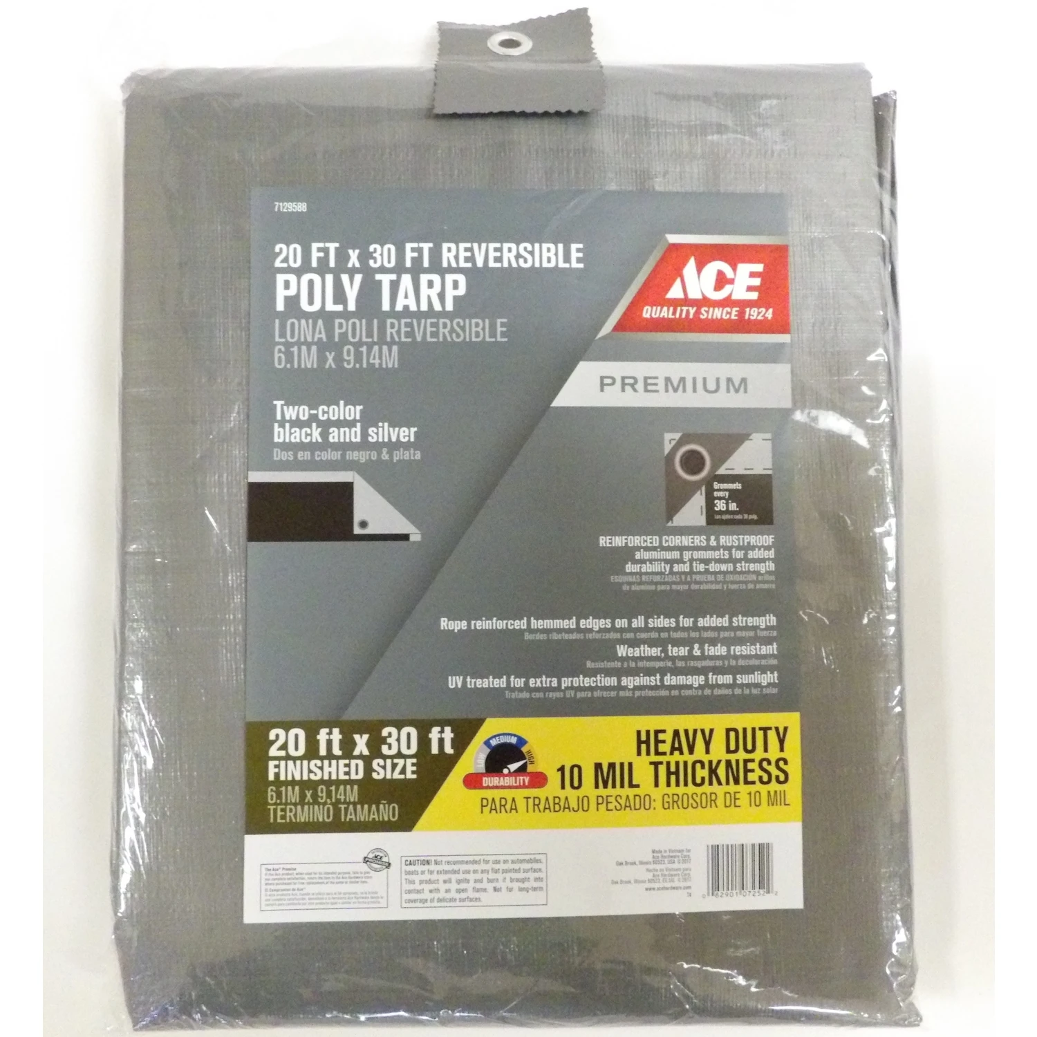 20 Ft. W X 30 Ft. L Heavy Duty Polyethylene Tarp Black/silver
