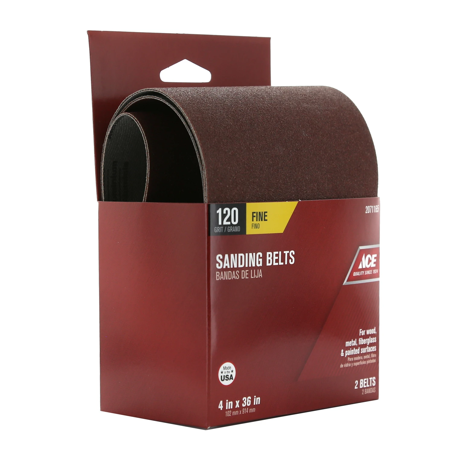 36 In. L X 4 In. W Aluminum Oxide Sanding Belt 120 Grit Fine 2 Piece Set