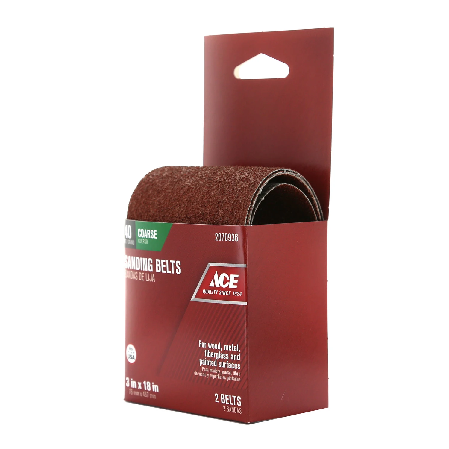 18 In. L X 3 In. W Aluminum Oxide Sanding Belt 40 Grit Coarse 2 Pc