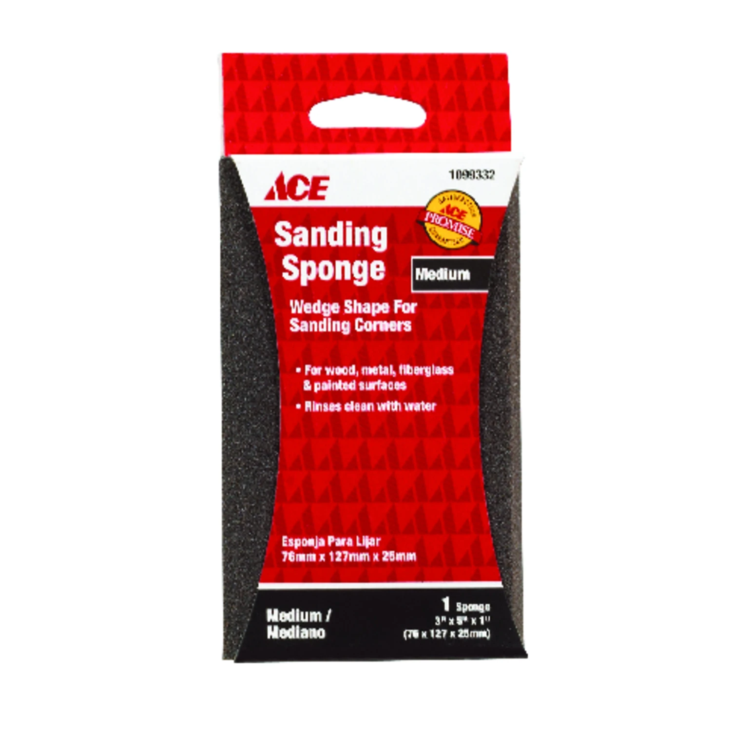 5 In. L X 3 In. W X 1 In. 80 Grit Medium Wedge Sanding Sponge