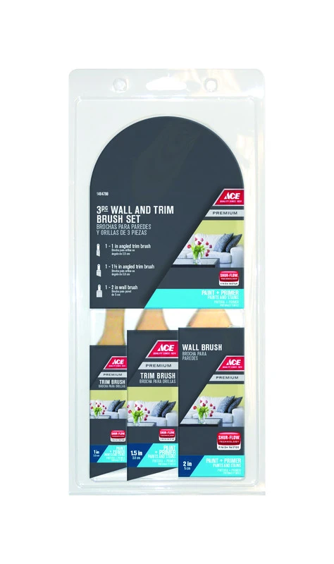 Premium 1, 1-1/2 And 2 In. W Medium Stiff Assorted Polyester Paint Brush Set
