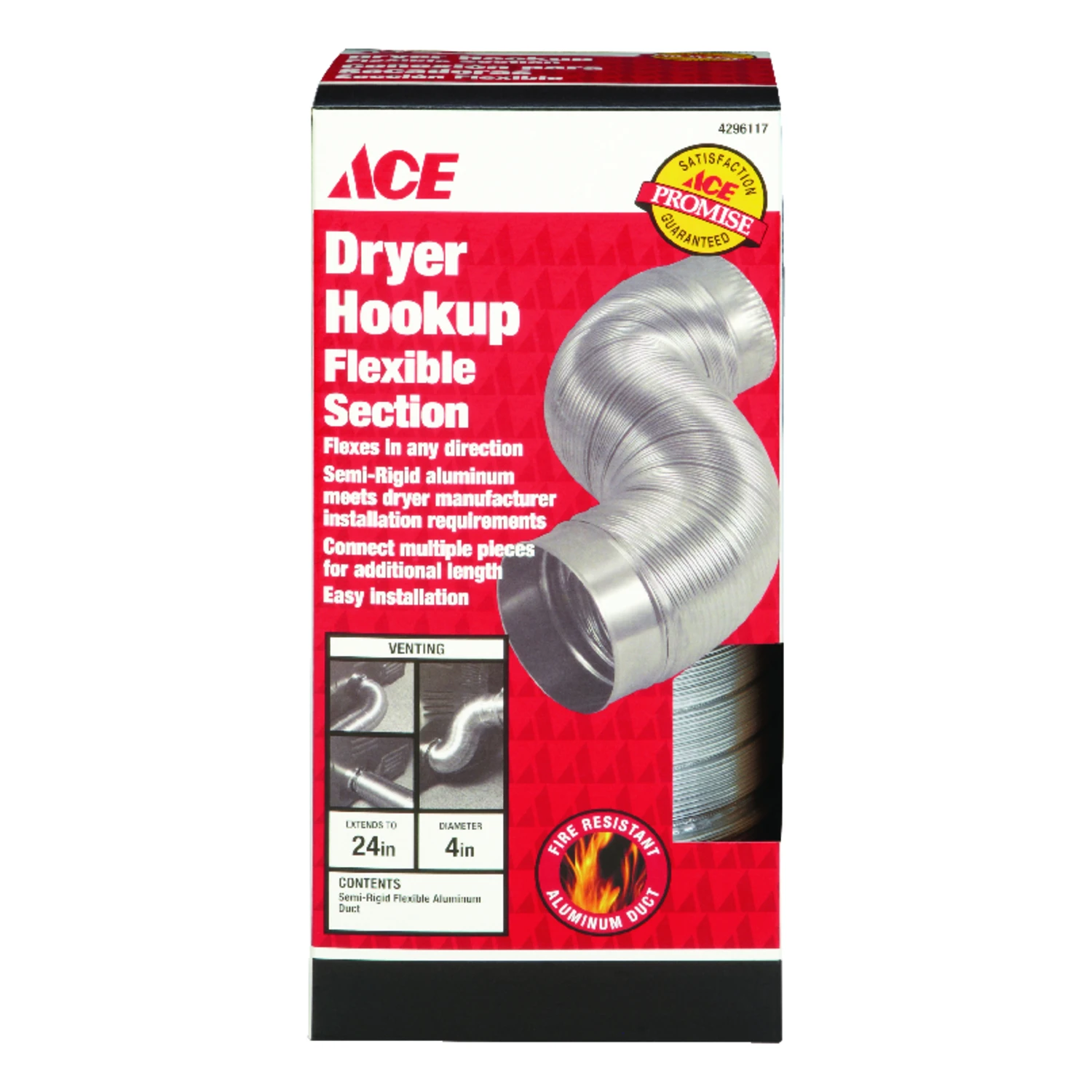 Jordan 4.38 In. L X 4.375 In. D Aluminum Semi-rigid Vent Duct