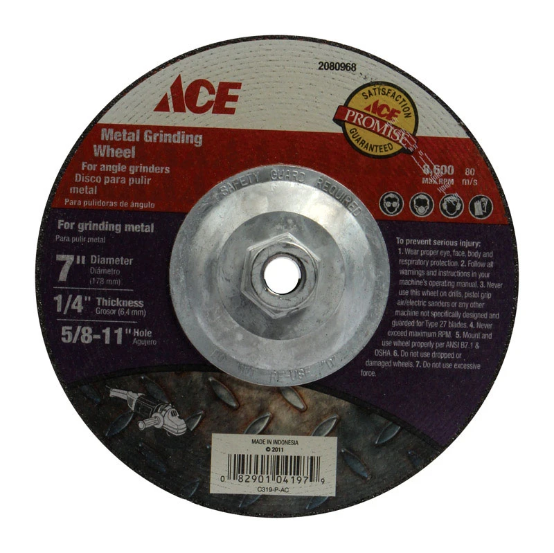 7 In. Diameter X 1/4 In. Thick X 5/8 In. Aluminum Oxide Metal Grinding Wheel