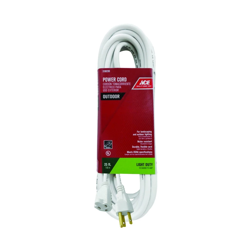 25 Ft. Indoor/outdoor White Extension Cord 16/3 Sjtwa For Versatile Use