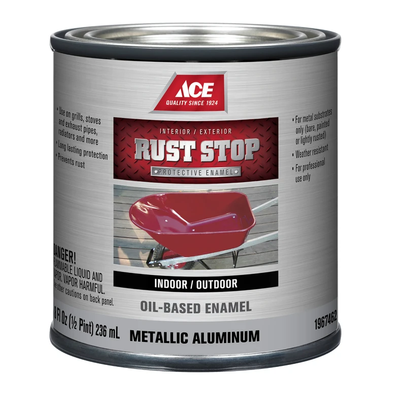 Rust Stop Indoor And Outdoor Gloss Aluminum Rust Prevention Paint 1/2 Pint
