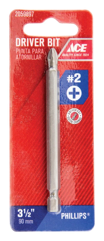 Phillips 2 X 3-1/2 In. Screwdriver Bit S2 Tool Steel With Quick-change Hex Shank