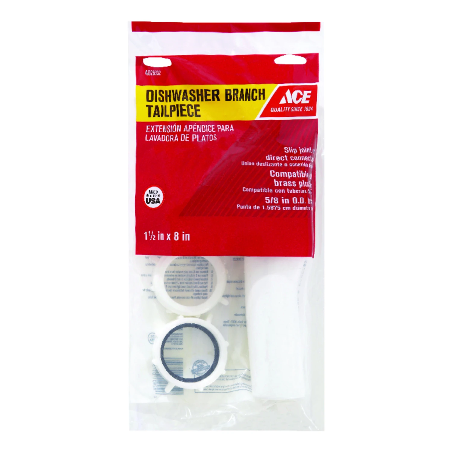 1-1/2 In. Diameter X 8 In. Length Plastic Branch Tailpiece For Sinks