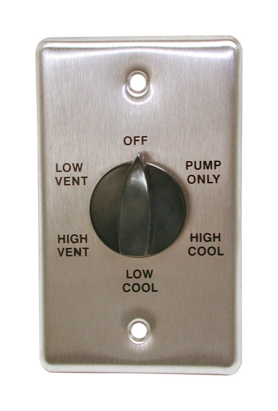 Black Metal Evaporative Cooler Wall Switch - 6 Position 1 Gang For 1/3 To 1 Hp Motors