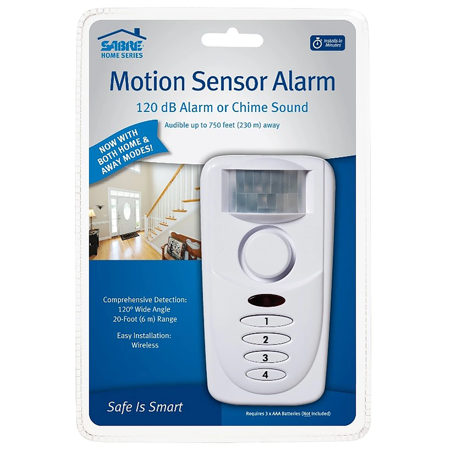 White Plastic Motion Sensor Alarm Hs-msa - 120 Db Home Security System