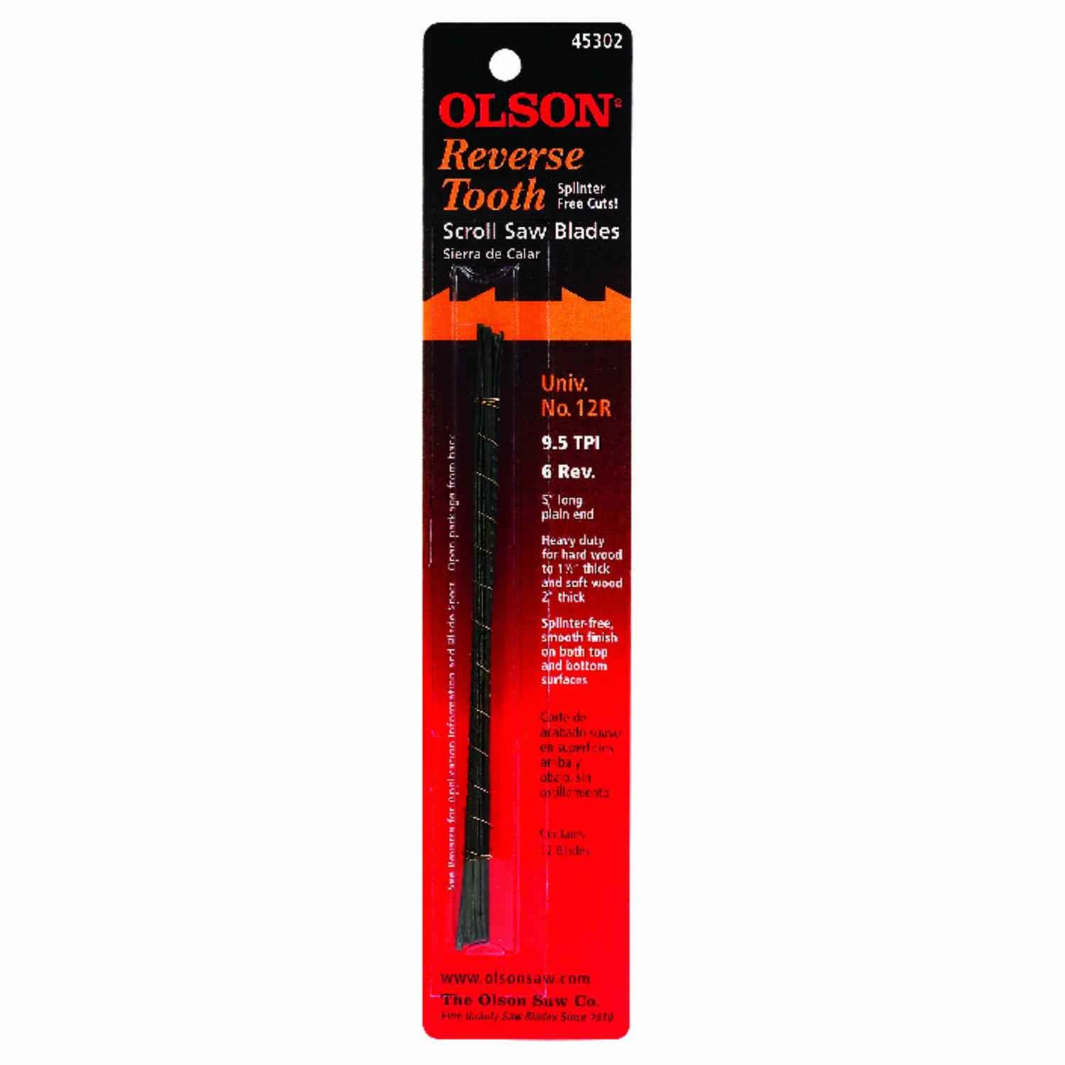 Olson 5 in. Carbon Steel Scroll Saw Blade 9.5 TPI 12 pk