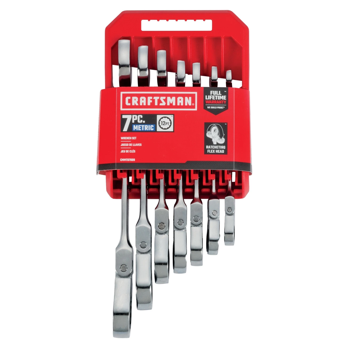 7 Piece Metric Reversible Ratcheting Flex Head Combination Wrench Set