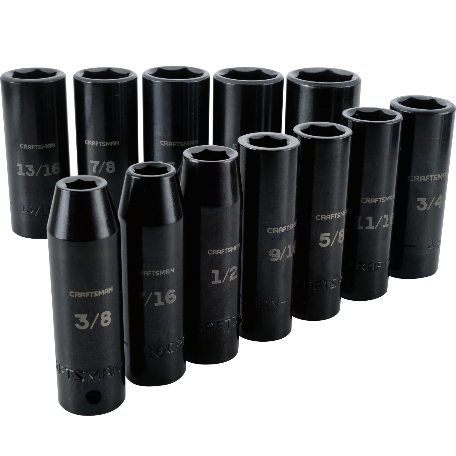 12-piece 1/2 In. Drive Sae 6 Point Deep Impact Socket Set