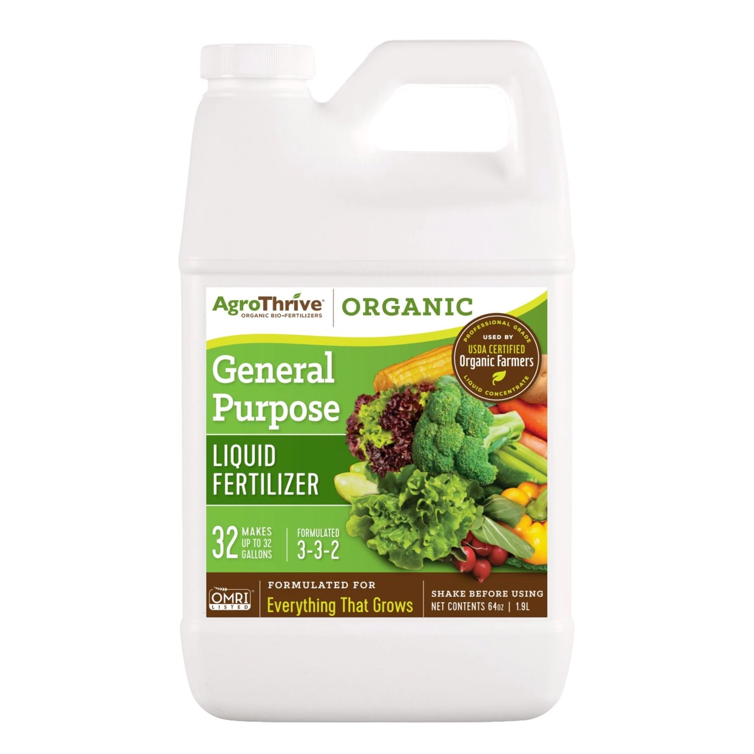Agrothrive Organic Everything That Grows 3-3-2 General Purpose Fertilizer 64 Oz Jug
